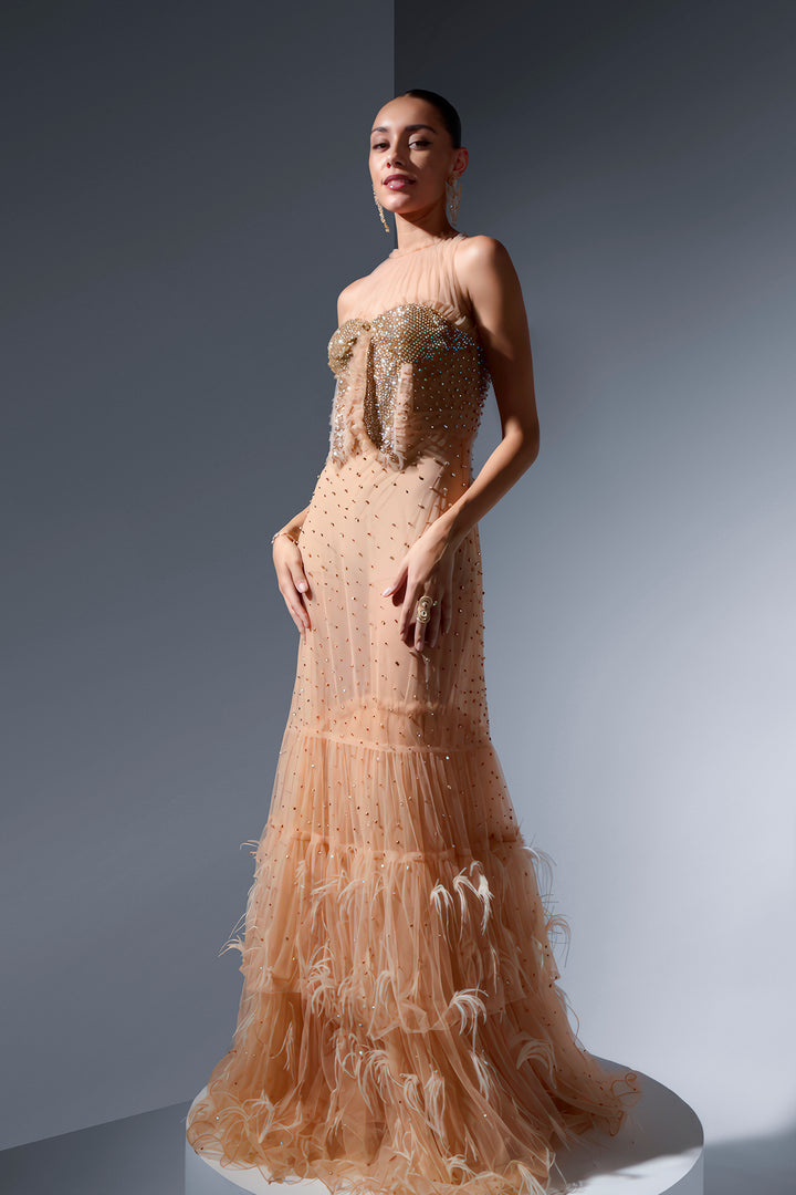 Sequin Mesh Dress with Ruffle Hem