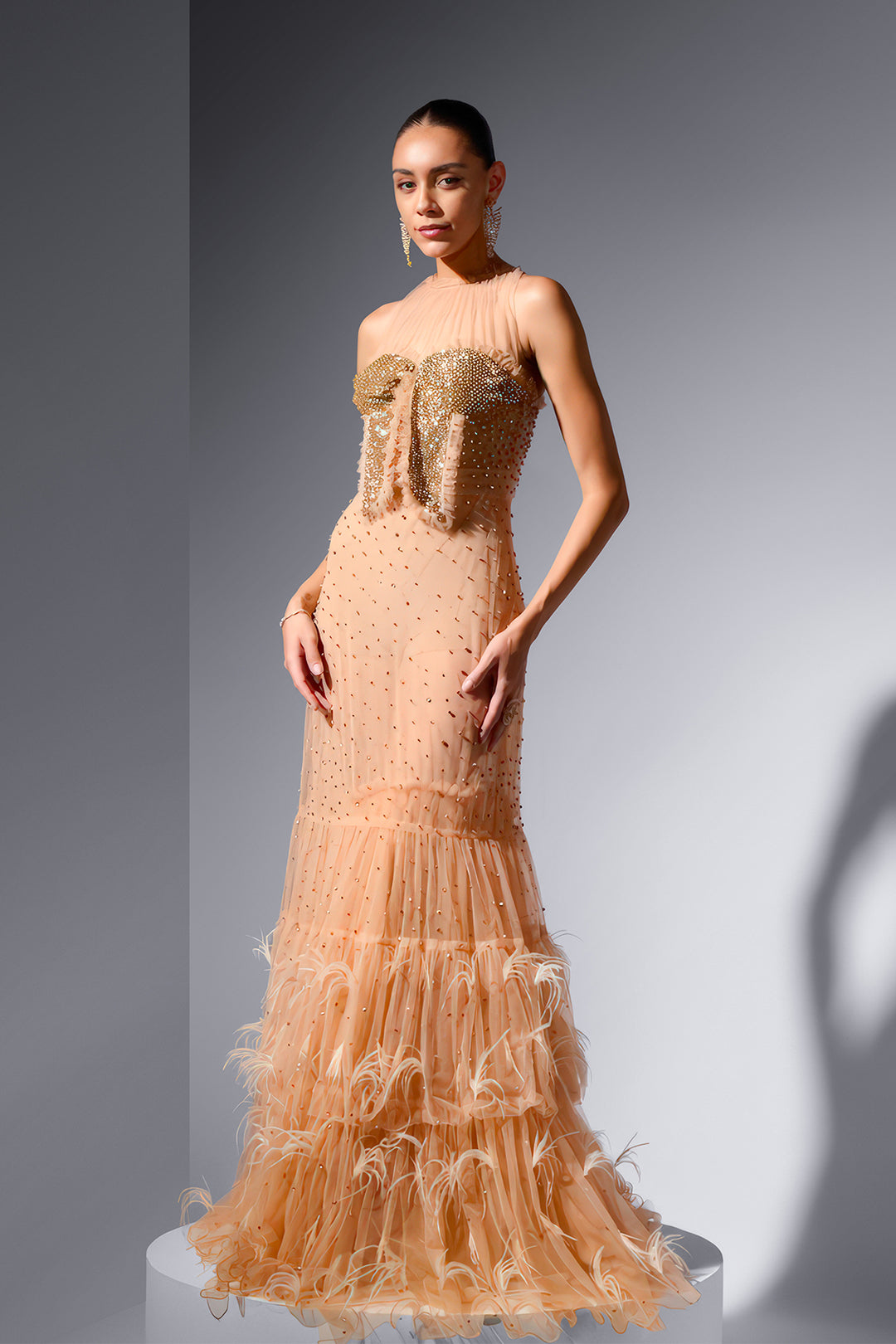 Sequin Mesh Dress with Ruffle Hem