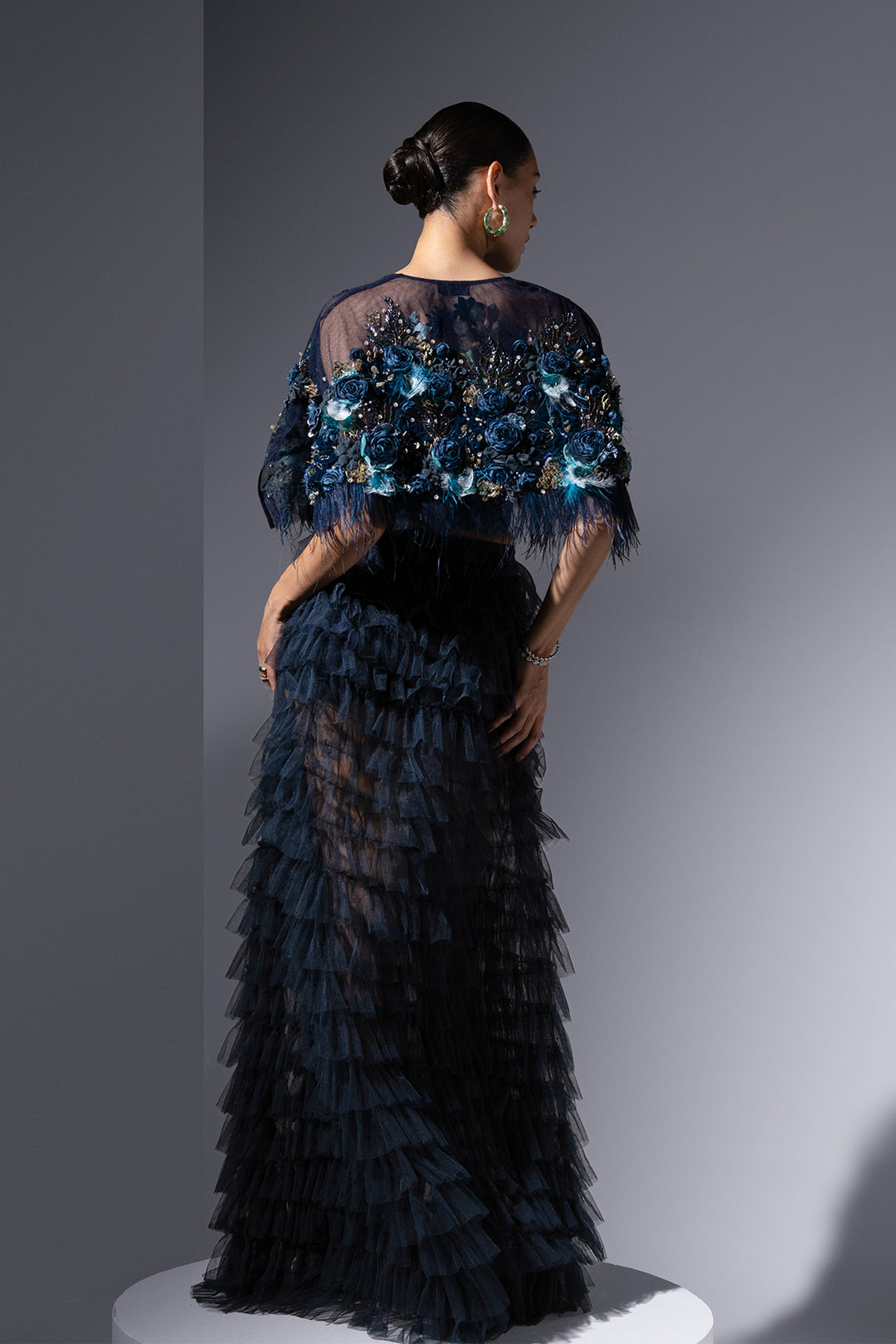 A-Line Ensemble with Embroidered Cape