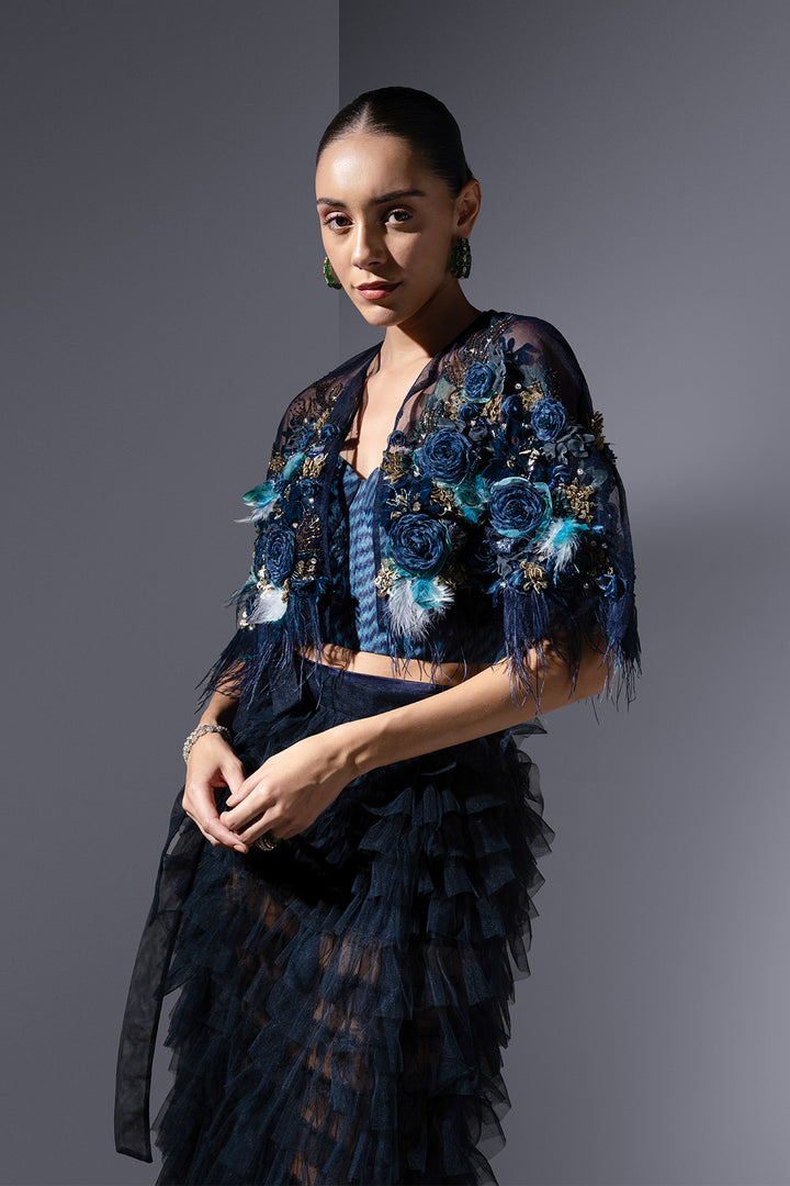 A-Line Ensemble with Embroidered Cape