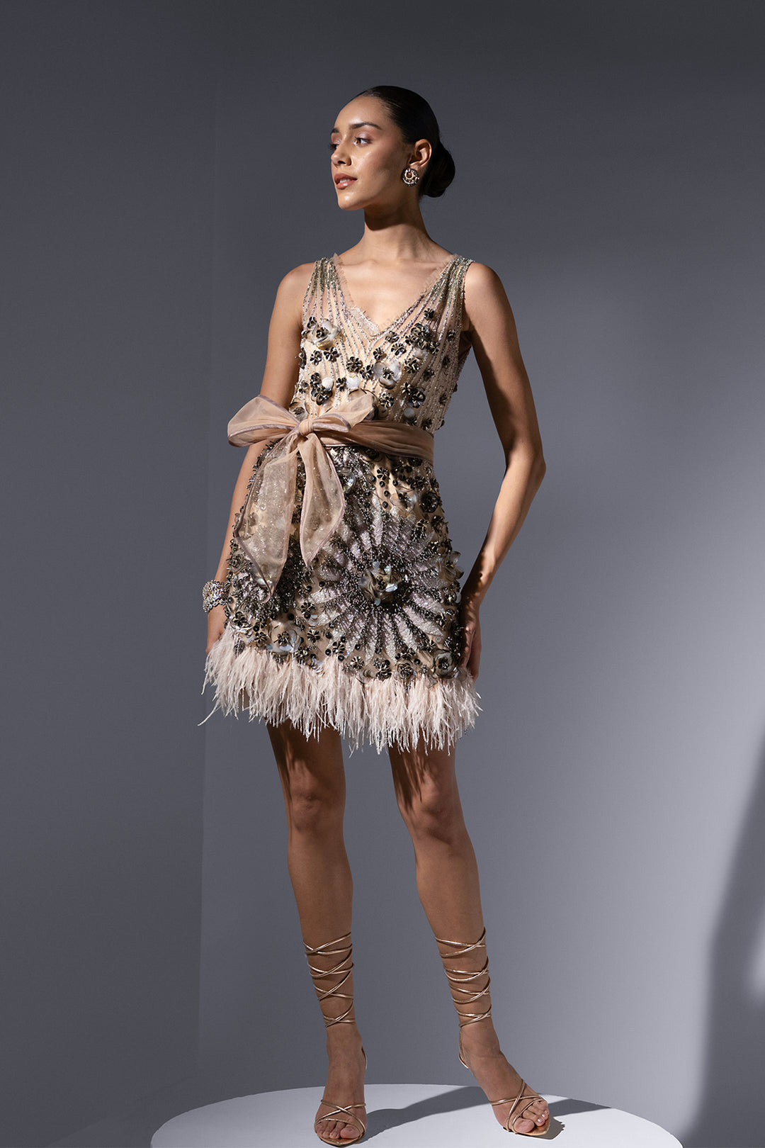 Tulle Midi Dress with Floral Details