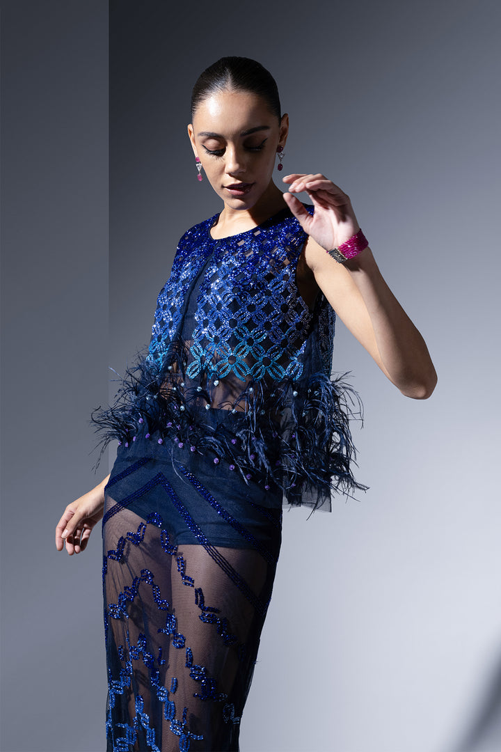 Tulle Two-Piece with Ombré Embellishments