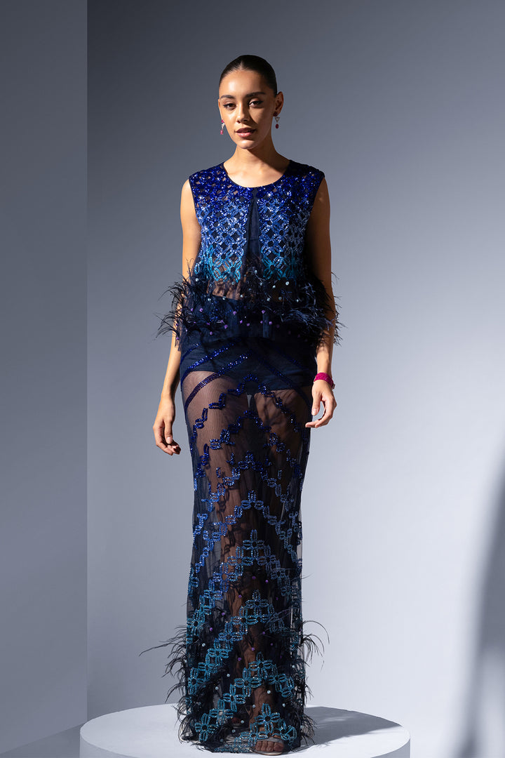 Tulle Two-Piece with Ombré Embellishments