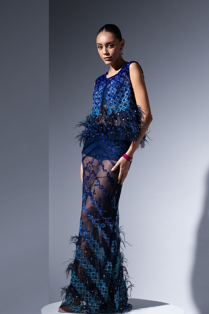 Tulle Two-Piece with Ombré Embellishments