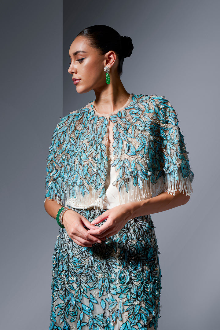 Sequin Cape And Leaf Skirt