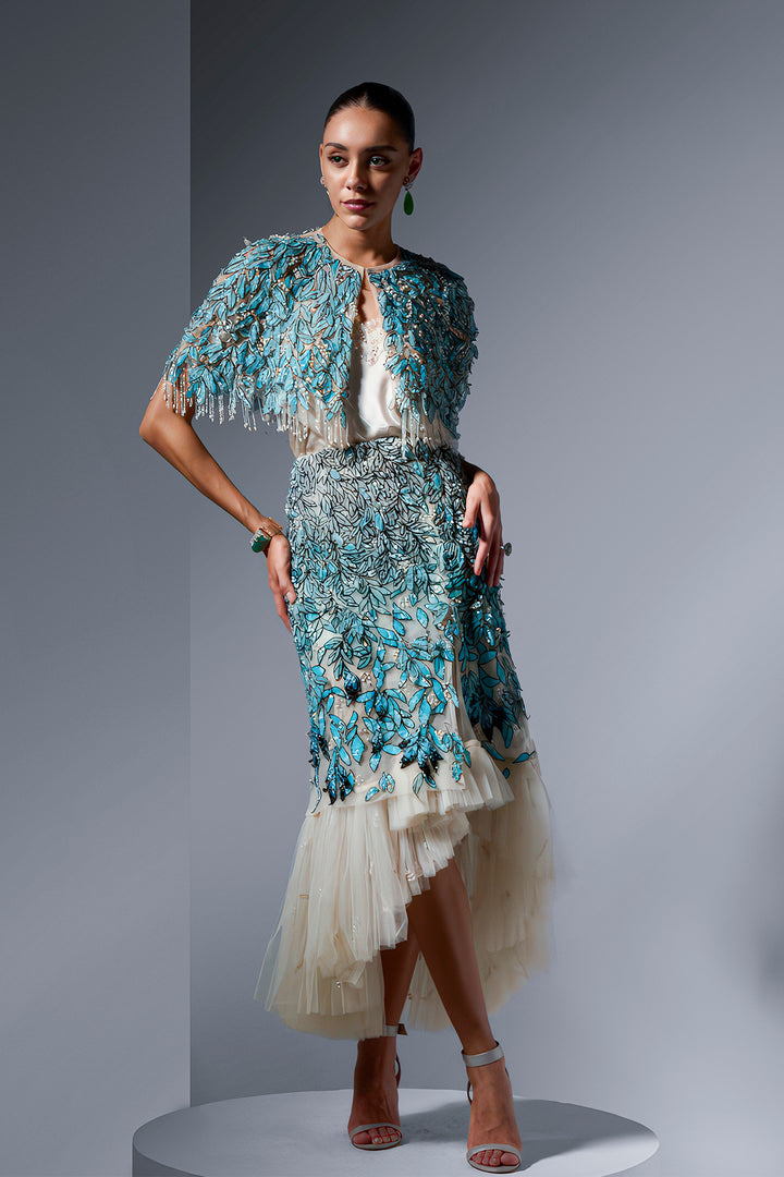 Sequin Cape And Leaf Skirt
