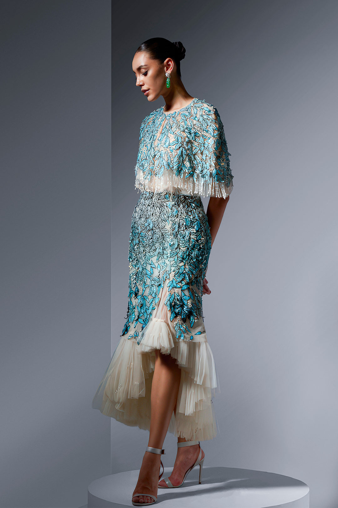 Sequin Cape And Leaf Skirt