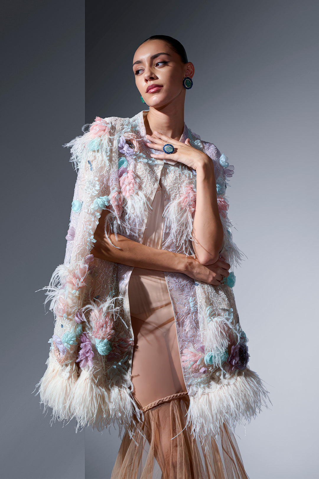 Sequin Tulle And Organza Jacket