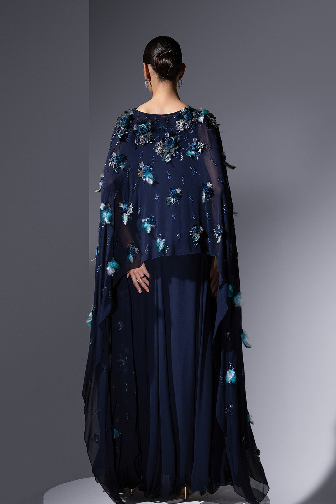 Chiffon Dress with Embroidered Kaftan