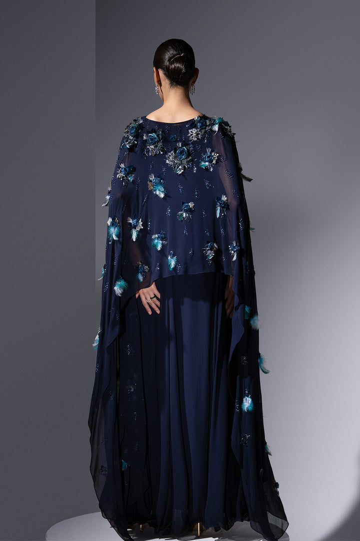 Chiffon Dress with Embroidered Kaftan