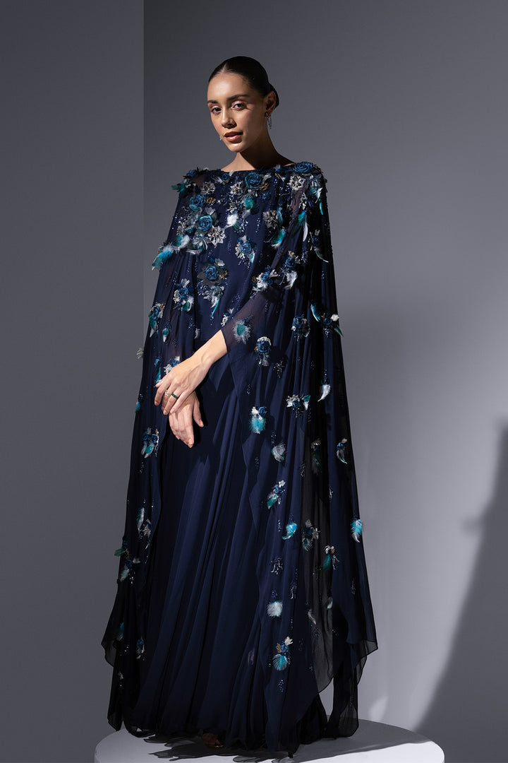 Chiffon Dress with Embroidered Kaftan