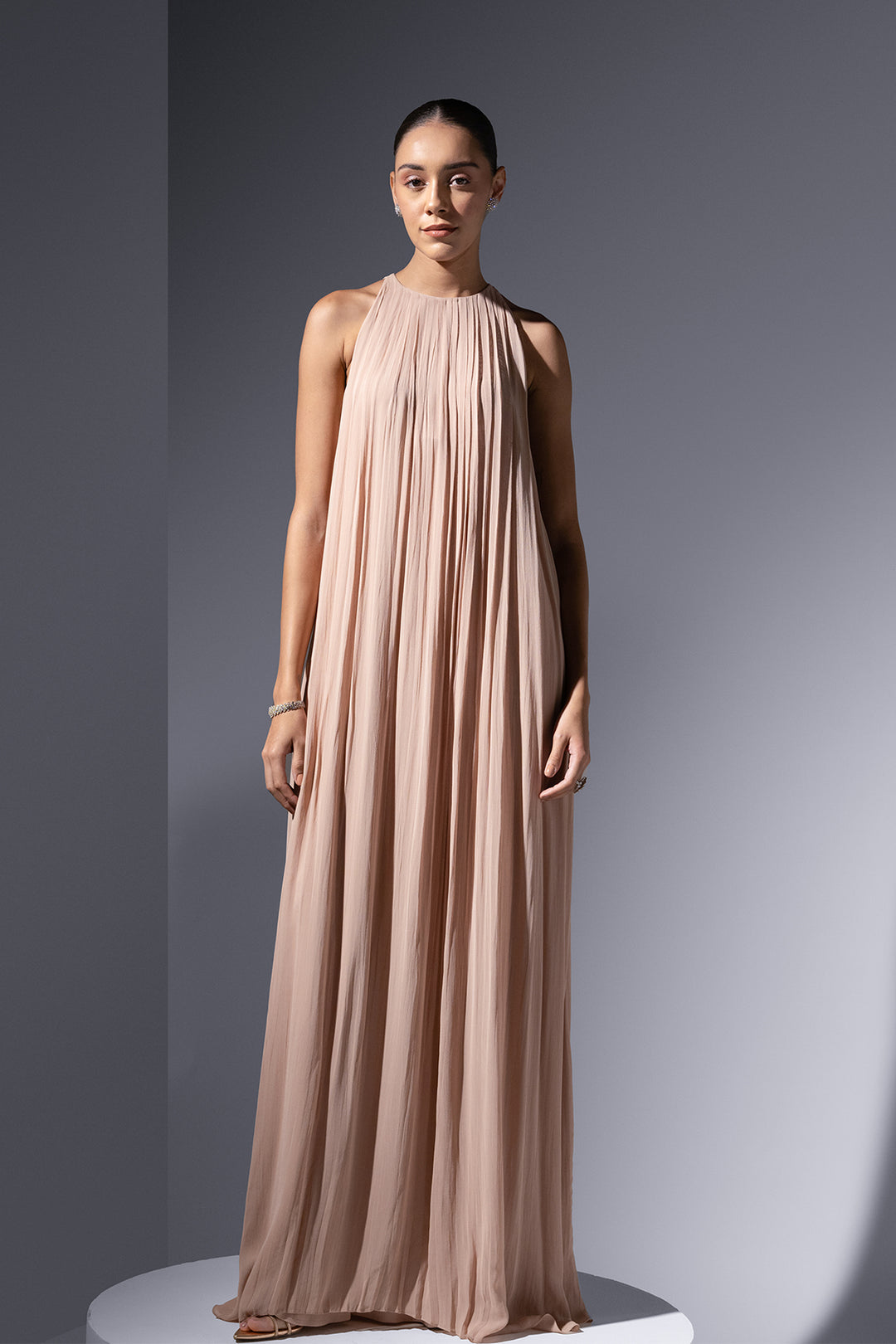 Mesh Cape And Chiffon Slip