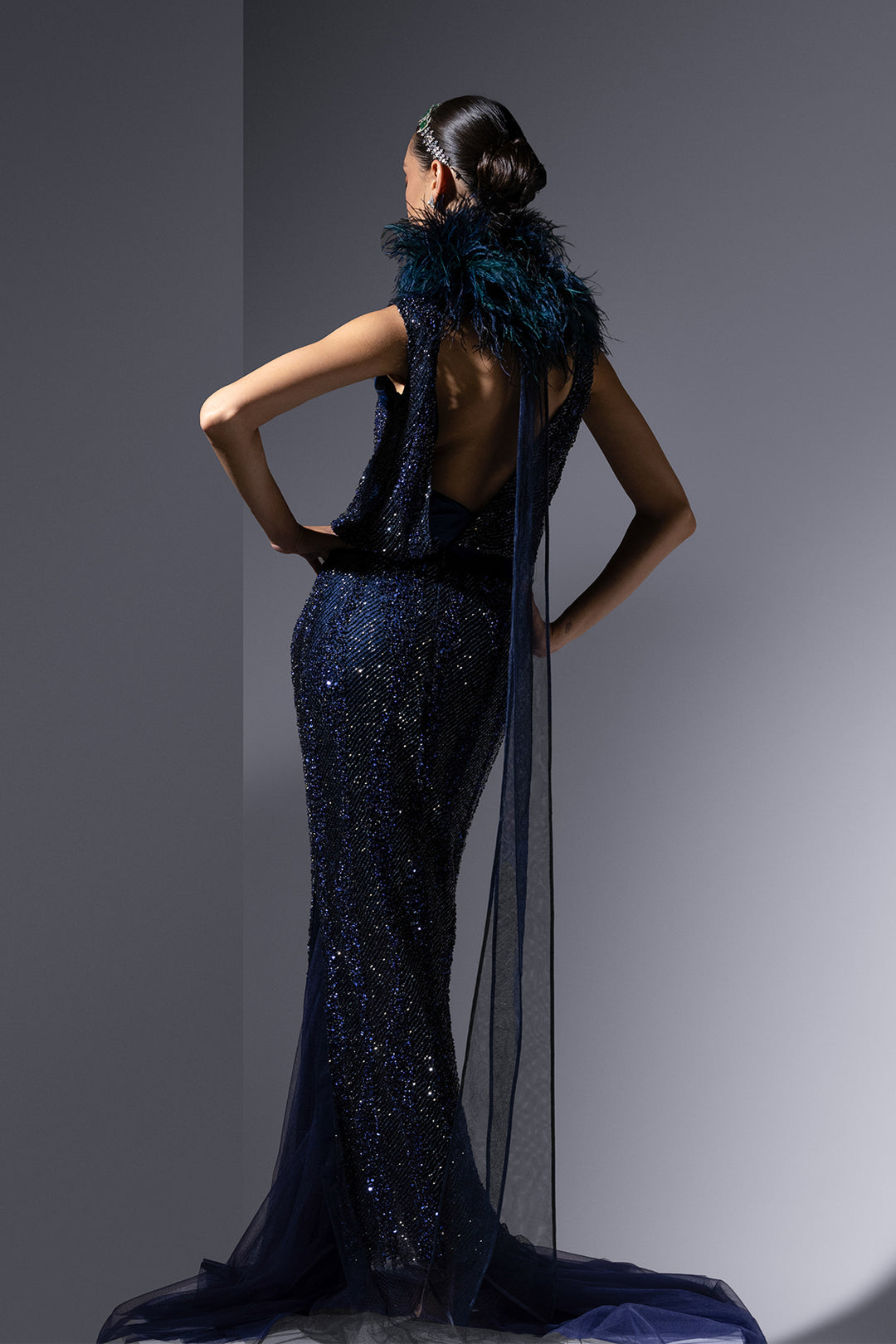 Satin Mesh Dress with Crochet