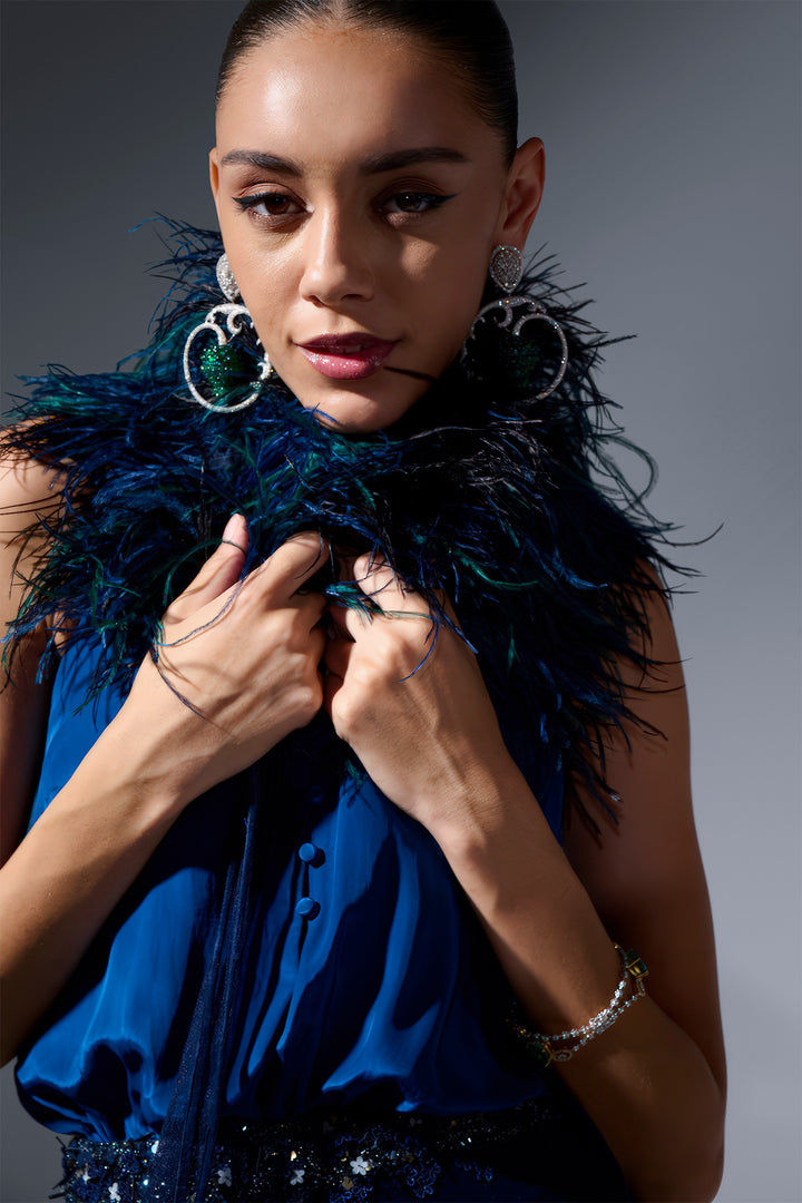 Satin Mesh Dress with Crochet