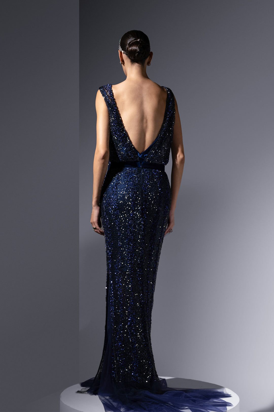 Satin Mesh Dress with Crochet