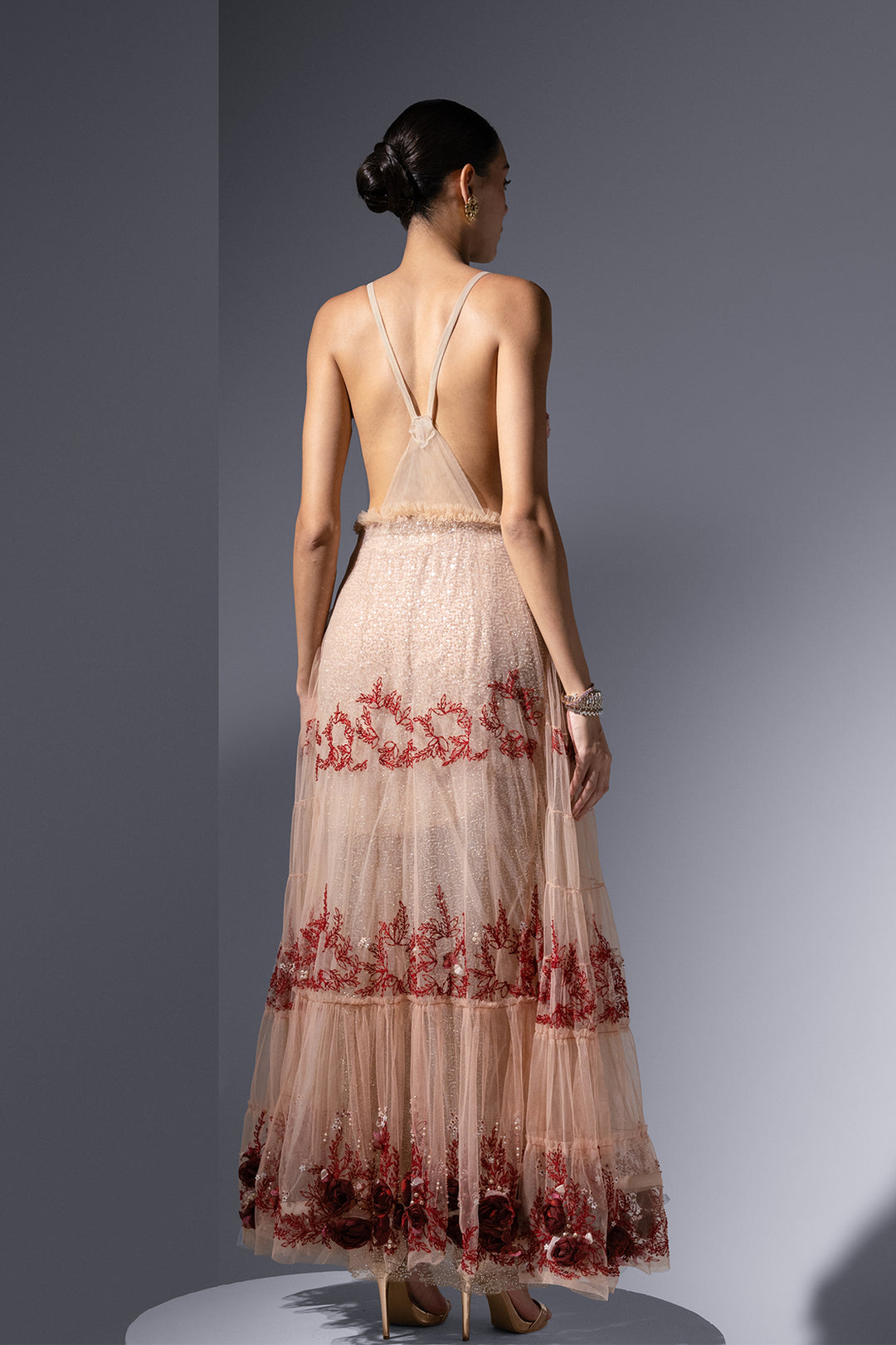 Tulle Dress with 3D Rose Embellishment