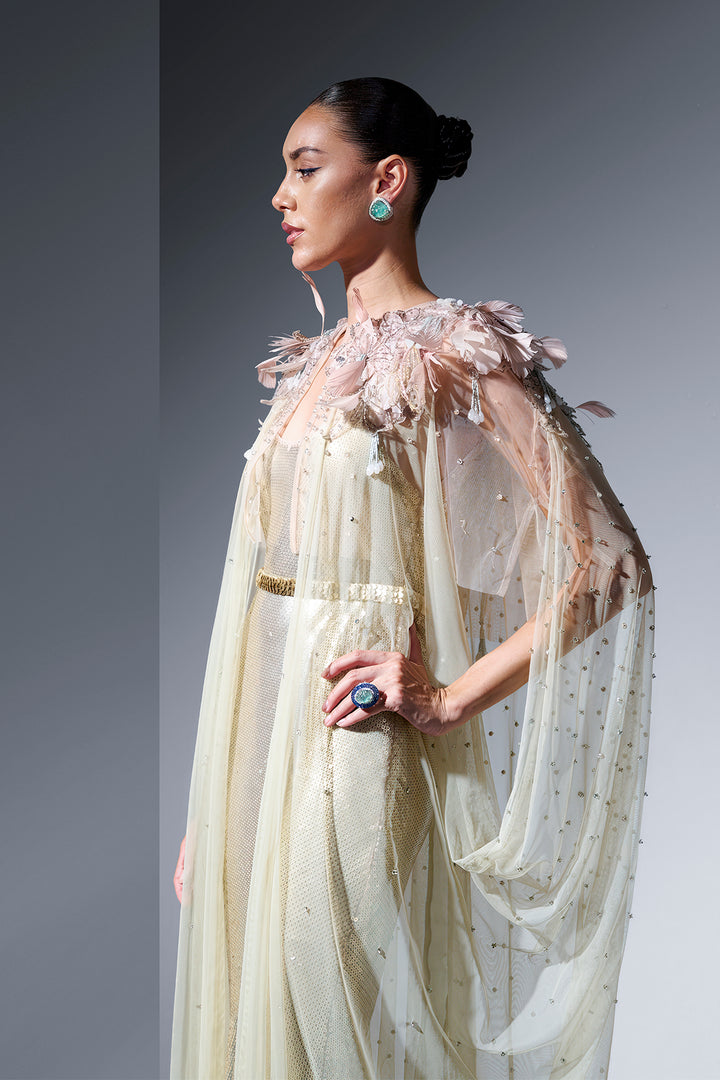 Sequin Cape Dress with Gradient Effect