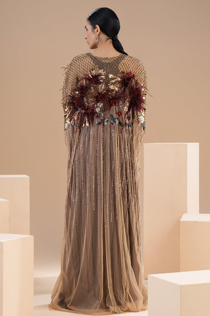 Beaded Cape with A-Line Dress