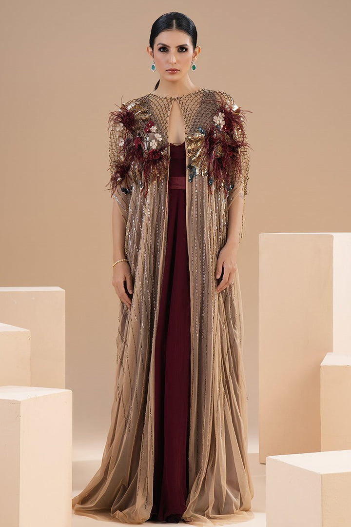 Beaded Cape with A-Line Dress