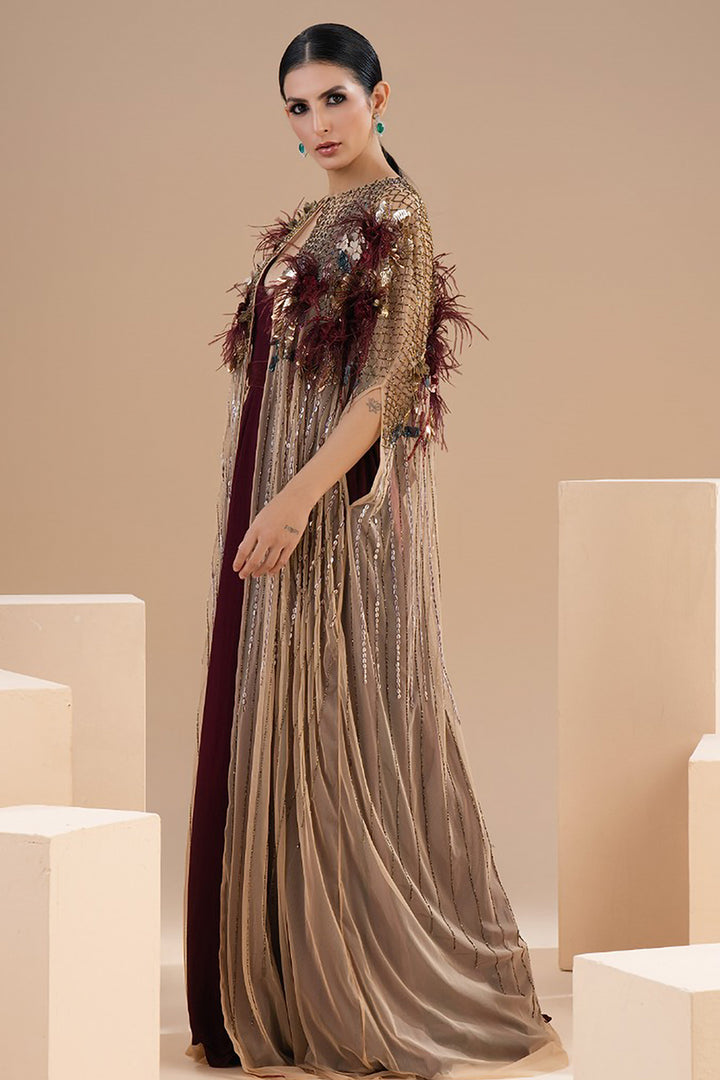 Beaded Cape with A-Line Dress