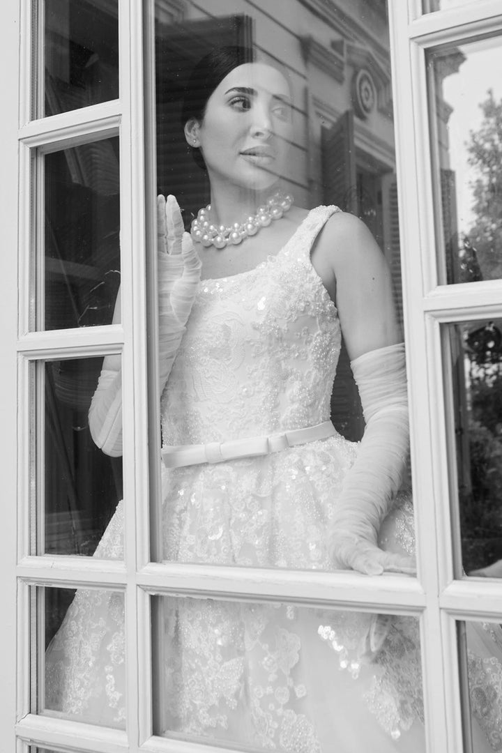 Silk Crepe and Tulle Minimal Dress