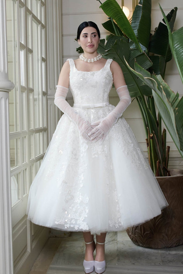 Silk Crepe and Tulle Minimal Dress