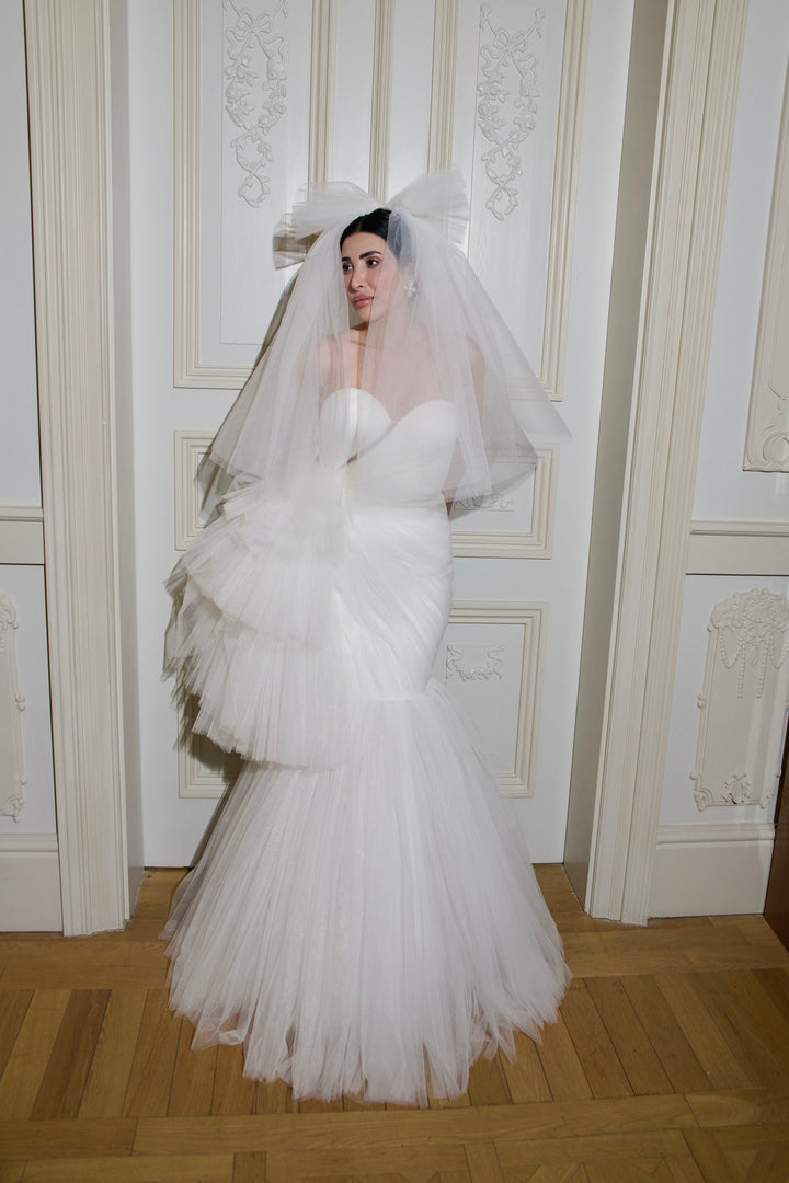 Minimal Dress in Silk And Tulle