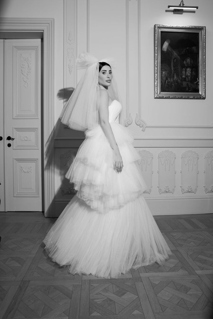 Minimal Dress in Silk And Tulle