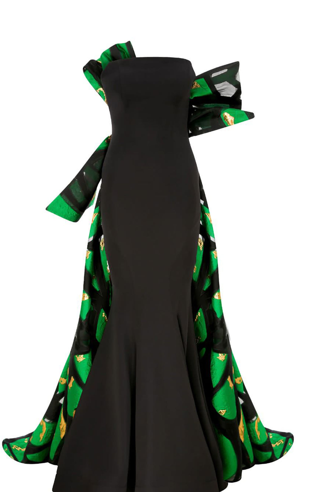 Crepe And Jacquard Organza Long Dress