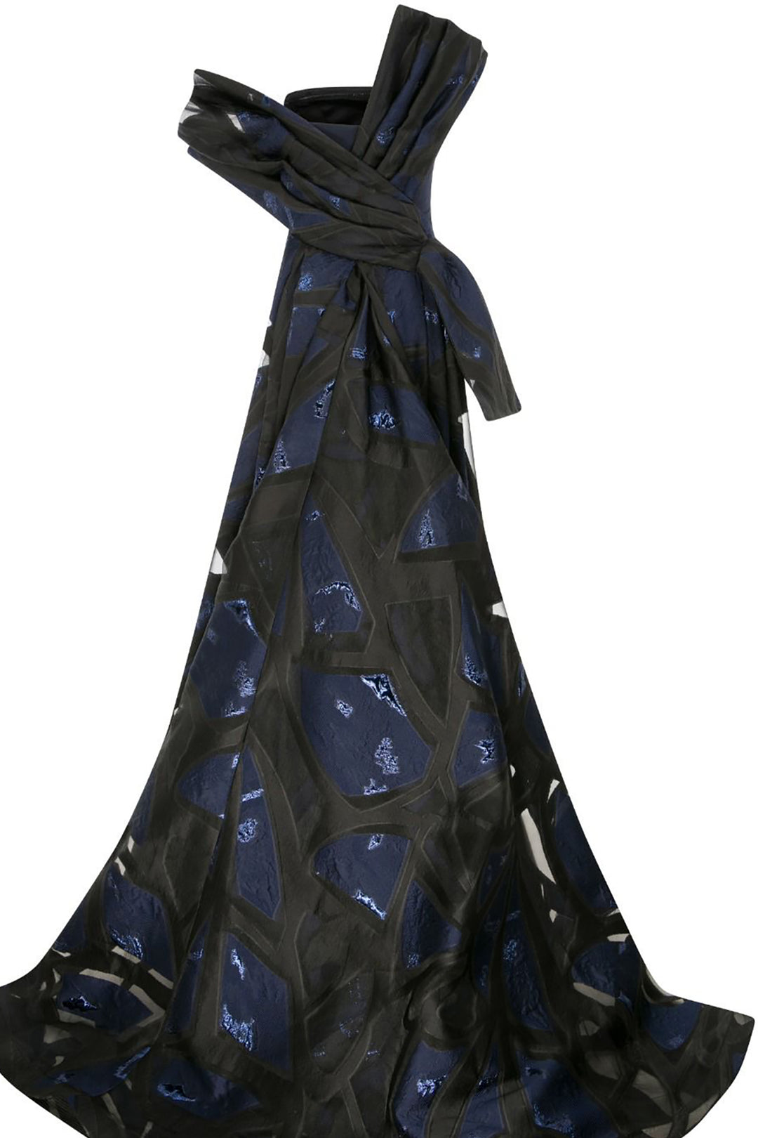 Crepe And Jacquard Organza Long Dress