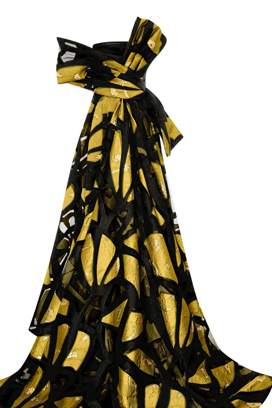 Crepe And Jacquard Organza Long Dress