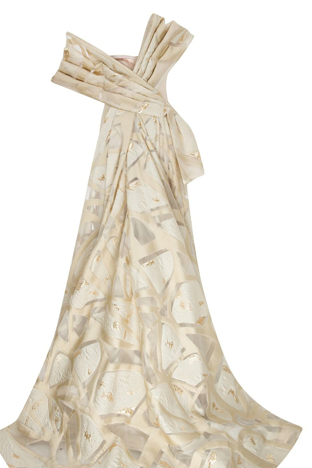 Crepe And Jacquard Organza Long Dress