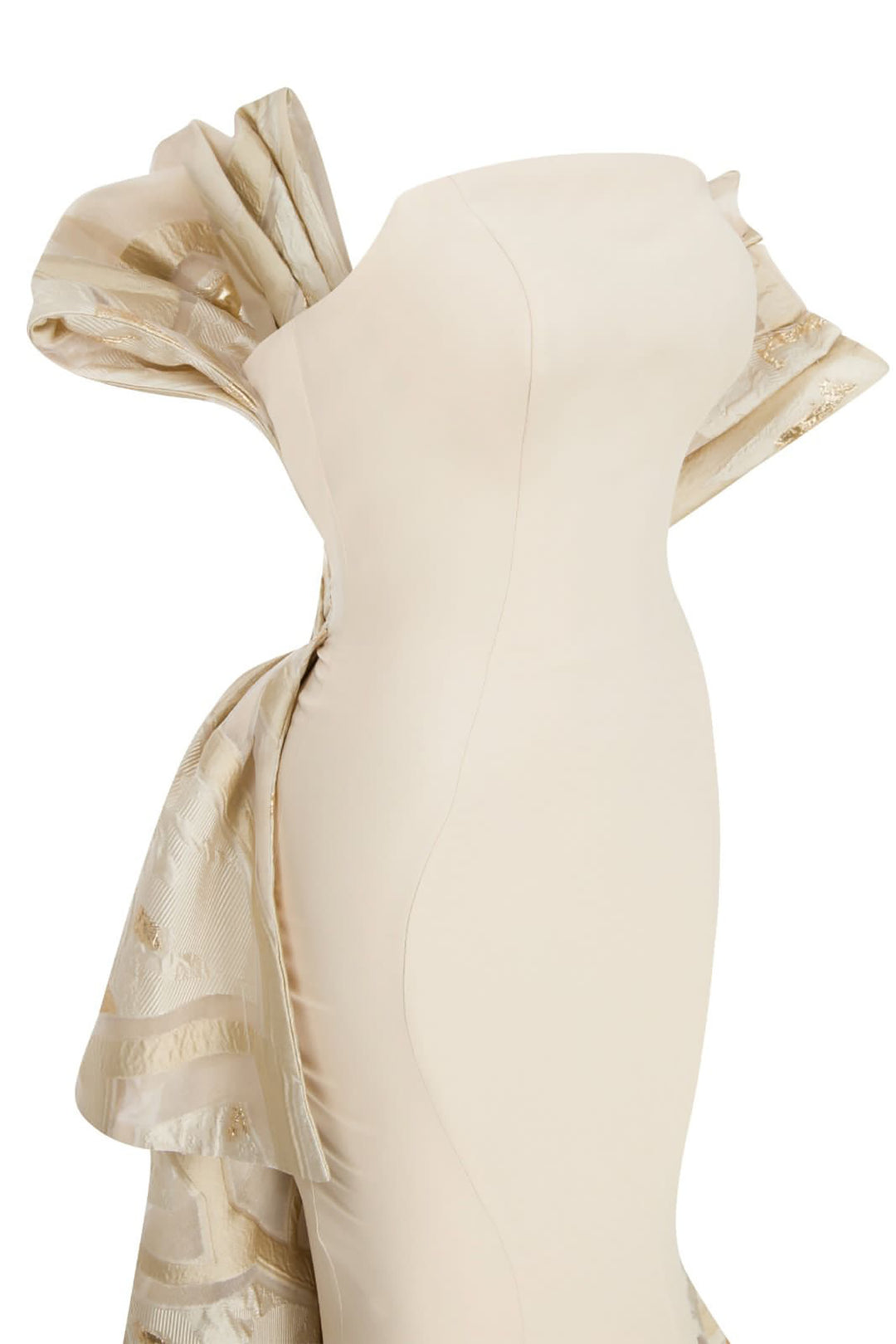 Crepe And Jacquard Organza Long Dress