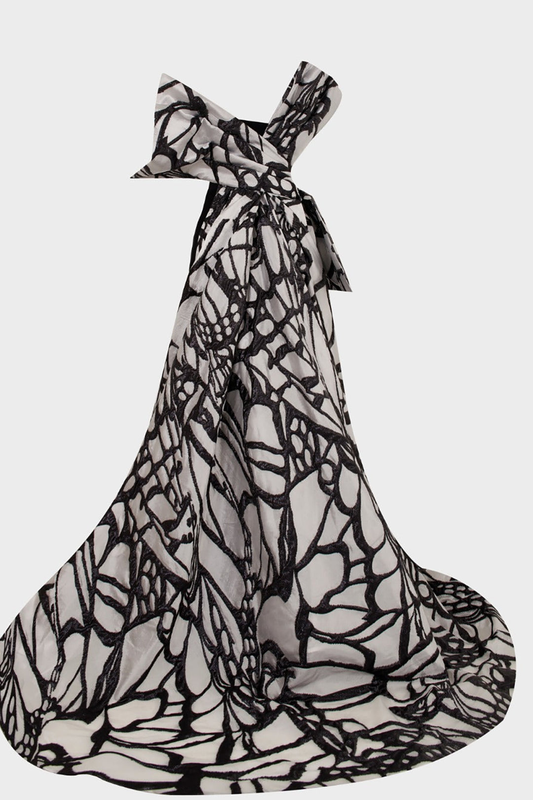 Crepe And Jacquard Organza Long Dress