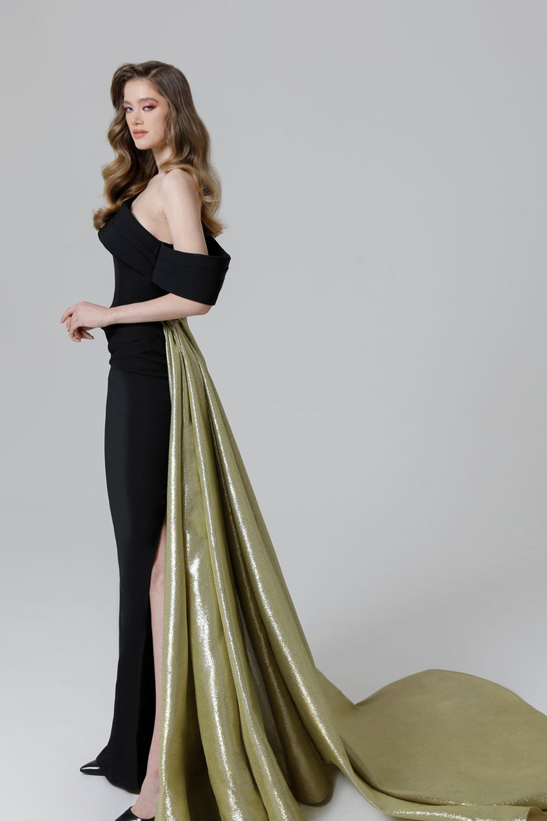 Draped Bust Off-The-Shoulder Dress