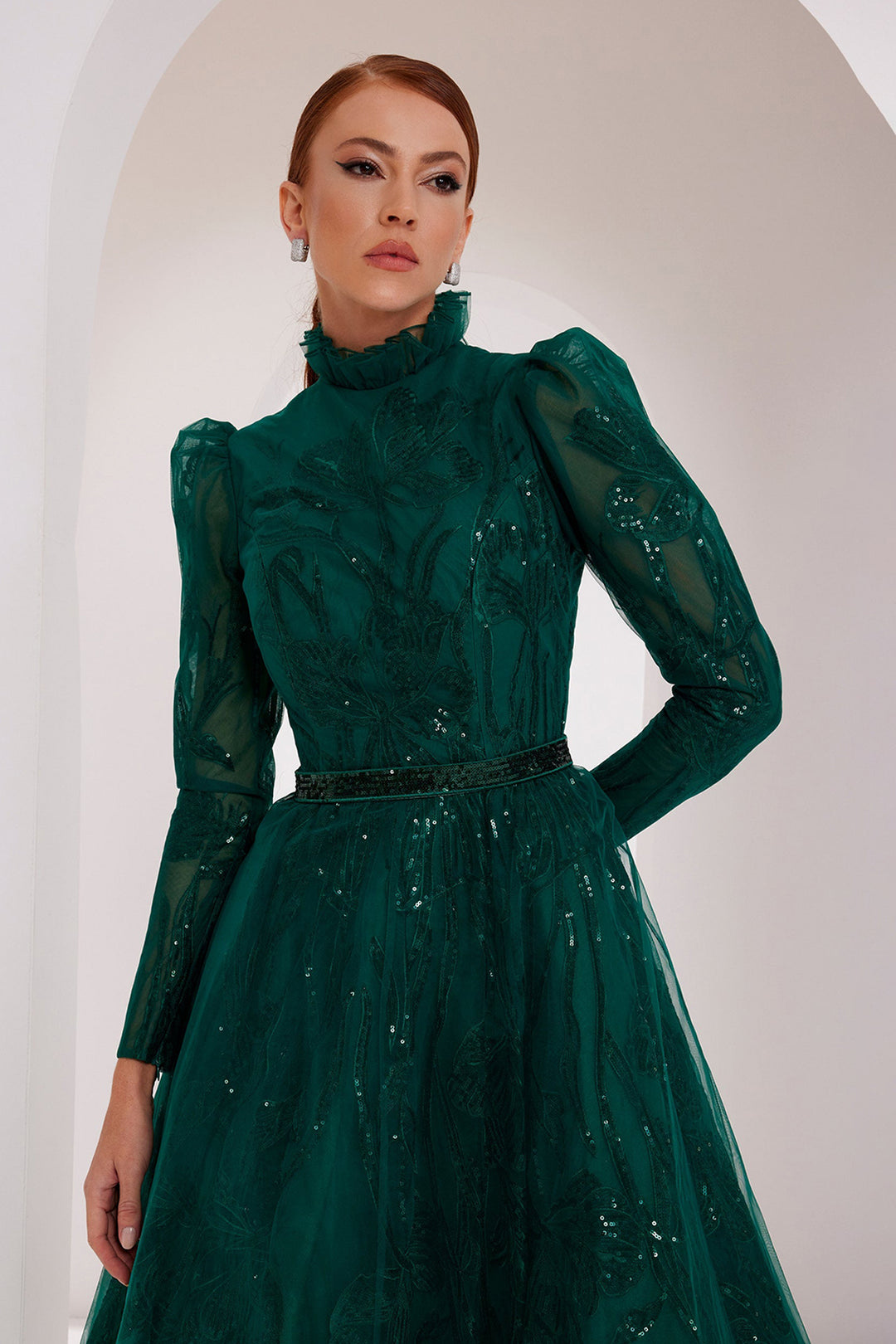 Flared Emerald Tulle Dress