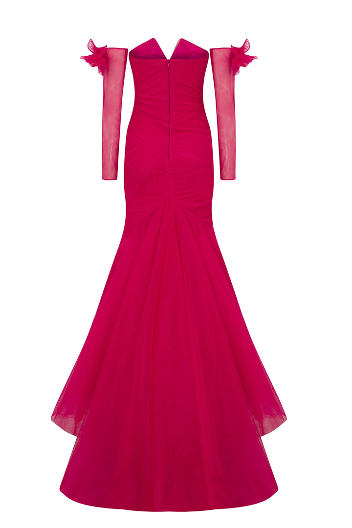 Mermaid Tulle Layered Dress with Gloves