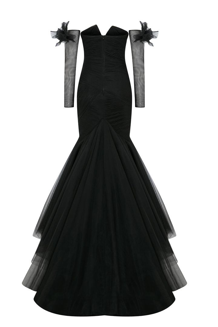 Mermaid Tulle Layered Dress with Gloves