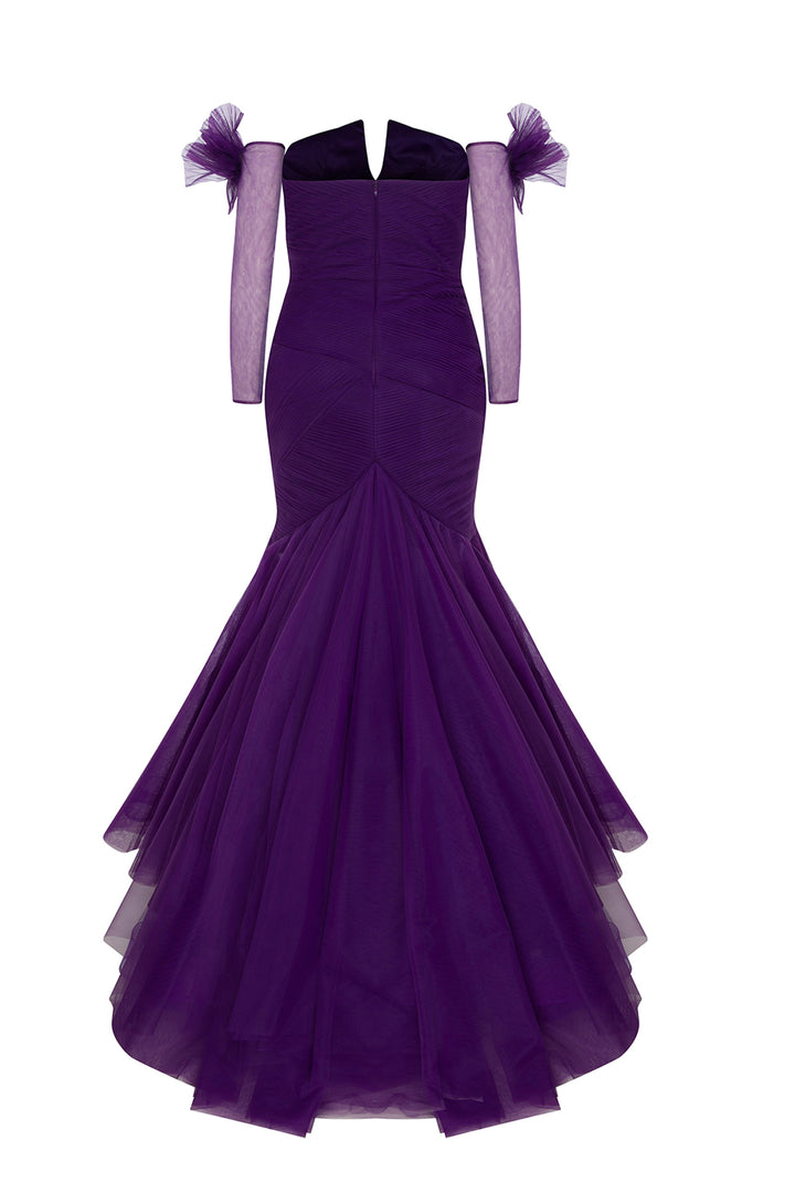 Mermaid Tulle Layered Dress with Gloves