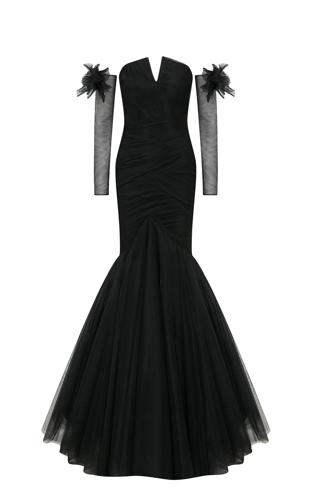 Mermaid Tulle Layered Dress with Gloves