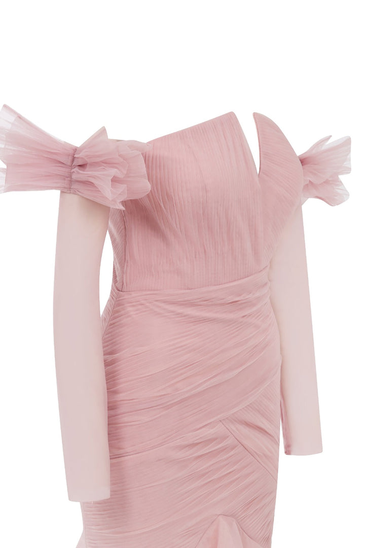 Mermaid Tulle Layered Dress with Gloves