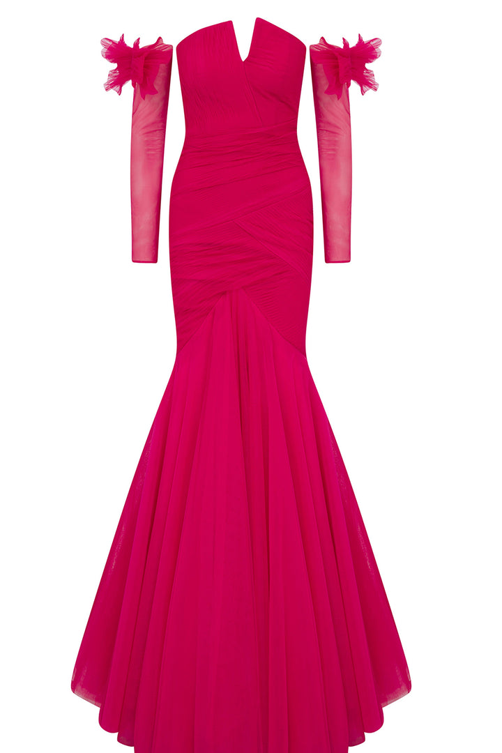 Mermaid Tulle Layered Dress with Gloves