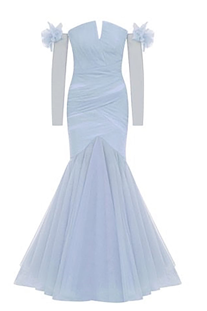 Mermaid Tulle Layered Dress with Gloves