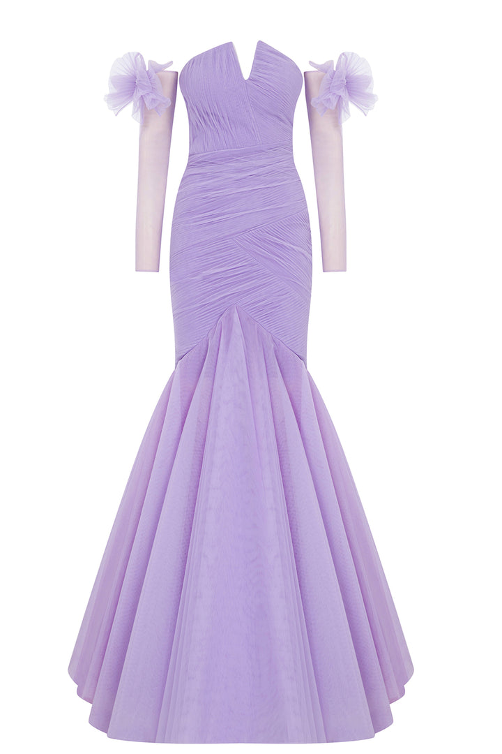 Mermaid Tulle Layered Dress with Gloves