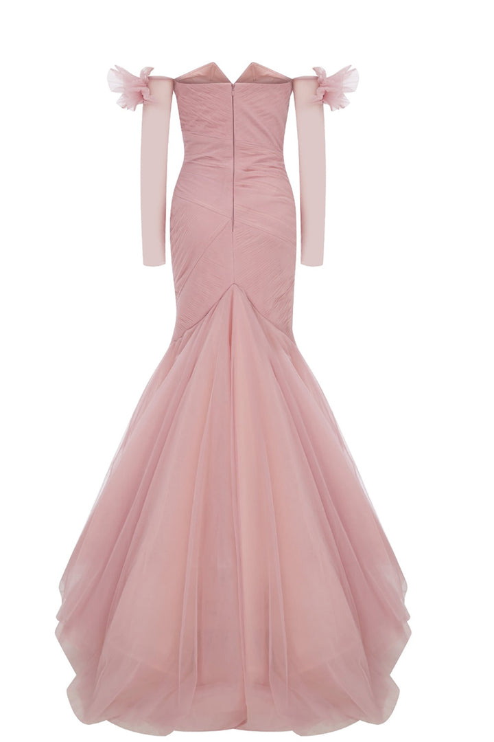 Mermaid Tulle Layered Dress with Gloves