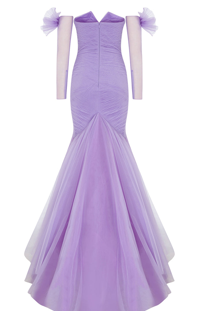 Mermaid Tulle Layered Dress with Gloves