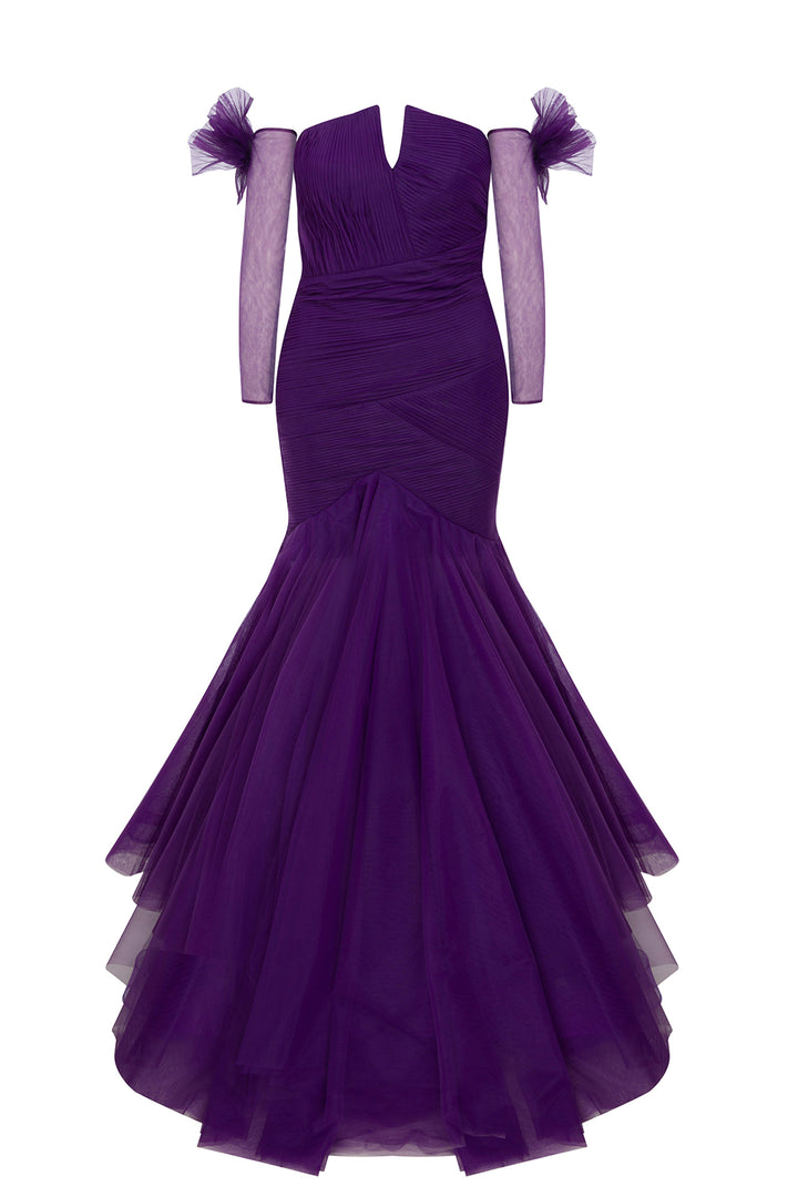 Mermaid Tulle Layered Dress with Gloves