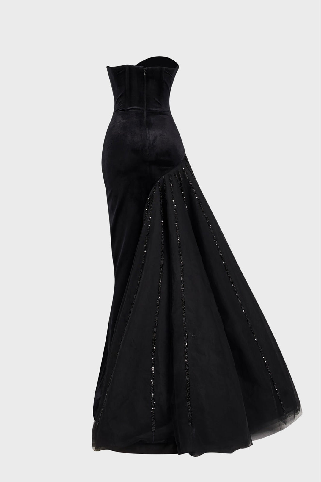 Strapless Bodycon with Fishtail and Corset-Belt