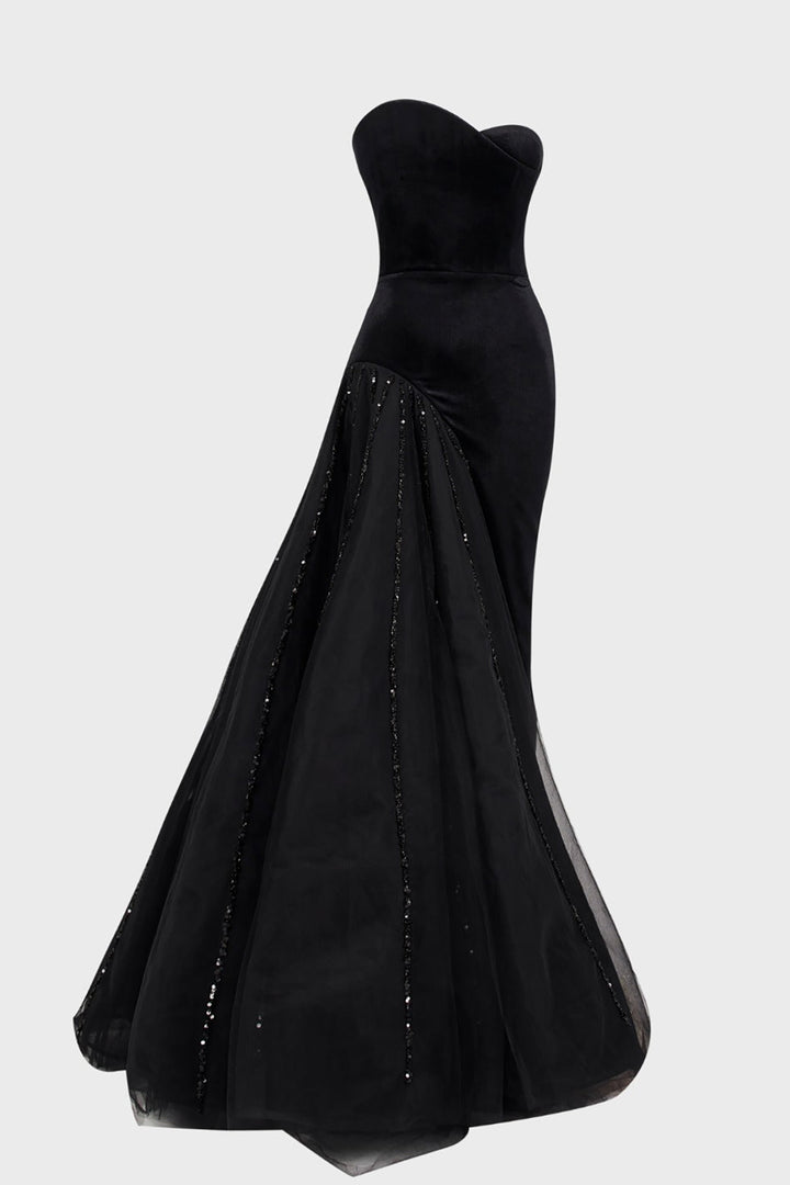 Strapless Bodycon with Fishtail and Corset-Belt