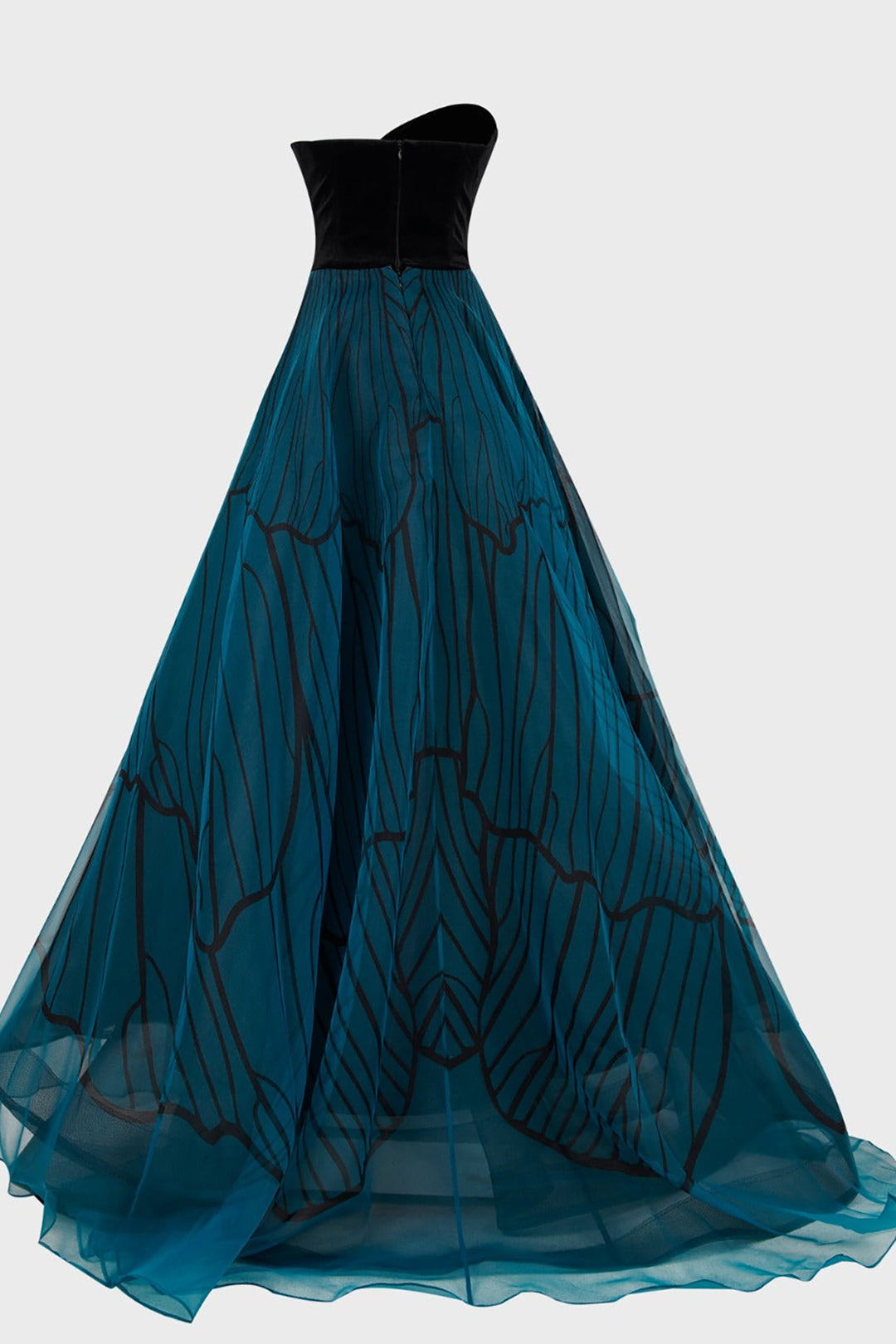 Velvet Bust Long Dress with Corset Details